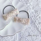 作品＊インド刺繍リボン×ヘアゴム2set　オフホワイト