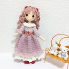 作品✿ツインテール  ピンクロングドレスの女の子  着せ替えあみぐるみ