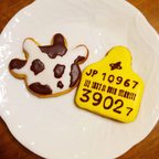 作品🐮耳標クッキー2枚🐮(牛柄１枚・耳標１枚)