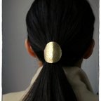 作品真鍮製 シンプルな槌目のポニーフック 円形  ヘアフック ヘアカフス  ヘアカフ ゴールド 
