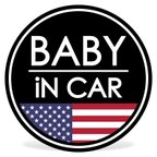 作品BABY IN CAR ステッカー / フラッグシリーズ / 耐水・耐候・日本製 〈アメリカ国旗〉