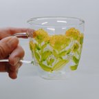 作品ガラスの耐熱マグカップ 菜の花