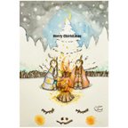 作品ポストカード『リリーとイルのメリー・クリスマス』クリスマスカード　インディアン　2枚セット