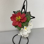 作品❤️ポインセチア❤️花　粘土　飾り　置物　プレゼント　お祝い　誕生日　記念日　リビング　玄関　黄色　イエロー　赤　ピンク　紫　パープル　緑　グリーン　白　ホワイト　可愛い　綺麗　お正月　クリスマス