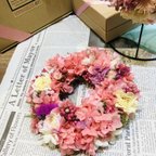 作品紫陽花 ラナンキュラス pink×pink mini リース《送料込み》