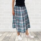 作品【送料無料】マドラスチェックの夏スカート/インド綿/ブルー系