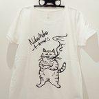 作品ワイルドねこTシャツ ladiesホワイト