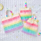 作品☆Dreamy rainbow☆ドリーミーレインボー　オーダーページ　レッスンバッグ　巾着　上履き入れ　入園　入学