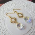 作品Swarovski・flower・drop　ピアス