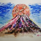 作品紅い富士【A3水彩画】