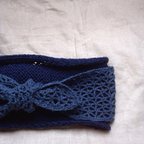 作品tricot turban -navyblue on saxblue-　（ヘアバンド）