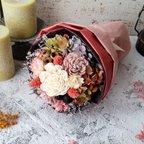 作品母の日ブーケ　ドライフラワー花束　プリザーブドフラワー　くすみピンク花束