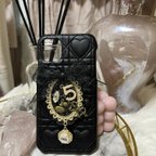 作品一点限り♡ハンドメイド♡iPhone11ケース♡ブラックキルティングケース♡No.5