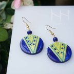 作品孔雀のラウンドピアス/Peacock Color Clay Round Earrings