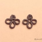 作品tatting lace ノンホールピアス_brown