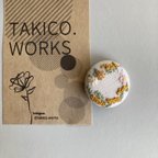 作品ミモザと💐の刺繍ヘアゴム　ポニーフック　29㎜