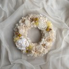 作品sola flower wreath［ lemon ］　　　　　ソラフラワー　ドライフラワー　プリザーブドフラワー　紫陽花　ピオニー　リース　イエロー　母の日　ギフト