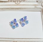 作品【つまみ細工/スワロフスキー】-紫陽花のピアス/ノンホールピアス-