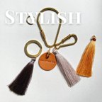 作品key ring - Stylish -　名入れ・レザー・タッセル・刻印・お揃い・リンクコーデ・キーホルダー