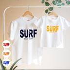 作品＜大人サイズ対応＞名前入り SURF Tシャツ ロンパース 親子 家族Tシャツ 父の日 サーフ