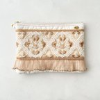 作品flat pouch M /インド刺繍リボンのフラットポーチ