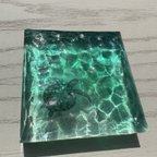 作品訳あってアウトレットです　インテリアアートブロック　エメラルドグリーンの海とカメ　スケルトン海