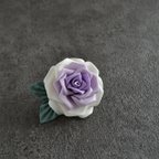 作品薔薇 コサージュ ✤ ブローチ　クリップピン　紫　入学式　卒業式　フォーマル　つまみ細工　髪飾り