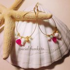 作品☆再販☆pink chalcedony hoops（価格改定）