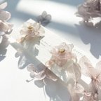 作品紫陽花とチェコガラス のイヤリング　くすみピンク