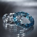 作品ガラスの氷　Blue Stardust Ring & Clear Glass Ring（２点セット）【YASUDA GLASS】