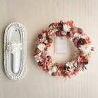 作品【母の日】シックなアンティーク風ボルドーのリース  リース　紫陽花　シック　アンティーク　プレゼント　お祝い　