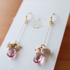 作品大人かわいい クンツァイトと淡水パール✳︎ピアス/イヤリング