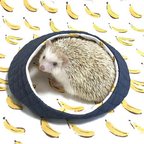 作品ハリちゃんのおやすみベッド（夏用） デニム × バナナ / Hedgehog bed for summer
