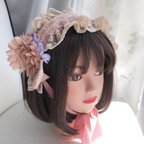 作品お花いっぱいブーケヘッドドレス　ハンドメイド　クラロリ ロリータ