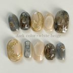 作品再販！original design nail@074 dark color×white beige