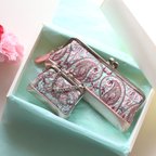 作品★母の日ギフトセット★indian embroideryと牛革レザー　ギフトセット　MINT&PINK