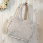 作品かすみ草刺繍のヌビバッグ　