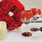 作品赤薔薇ラウンド ワイングラス クリスタルガラス【結婚式乾杯記念日・ウェディングギフト・結婚祝い】愛情のバラローズ　カラー