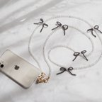 作品🎀リボンビーズスマホショルダー┊︎スマホショルダーストラップ┊︎スマホストラップ