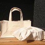 作品紙袋型のお弁当バッグ&あづま袋(キナリ)