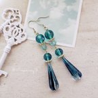 作品＊Only Blue  青いシャンデリア ロングピアス/イヤリング＊ 透明感 清涼 キラキラ