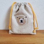 作品【送料無料】ナフキン袋　コップ袋　給食袋　巾着　クマ　シロクマ