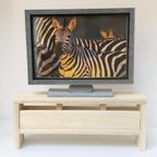 作品【ミニチュア家具】 画面が変えられるテレビとリバーシブルテレビ台