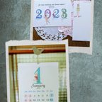 作品オリジナルイラストカレンダー2023と年賀状（5枚）のセット