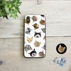 作品多機種対応 スマホケース ガラス 【 ねこドット 】 白黒 ねこ iPhone android JA13B