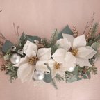 作品SALE! Silvery white クリスマススワッグ