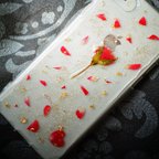 作品♡ミニ薔薇のキラキラスマホケース♡