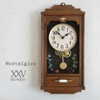 作品【送料無料】NOSTALGICO#025 レトロな掛け時計　Mサイズ 手作り品 アンティーク調 木製　インテリア