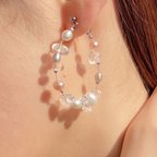 作品淡水パールフープ【Pale pearl hoop pierce＆earring】