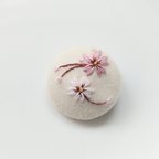 作品桜の刺繍ブローチ 【送料無料】